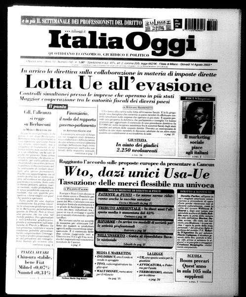 Italia oggi : quotidiano di economia finanza e politica